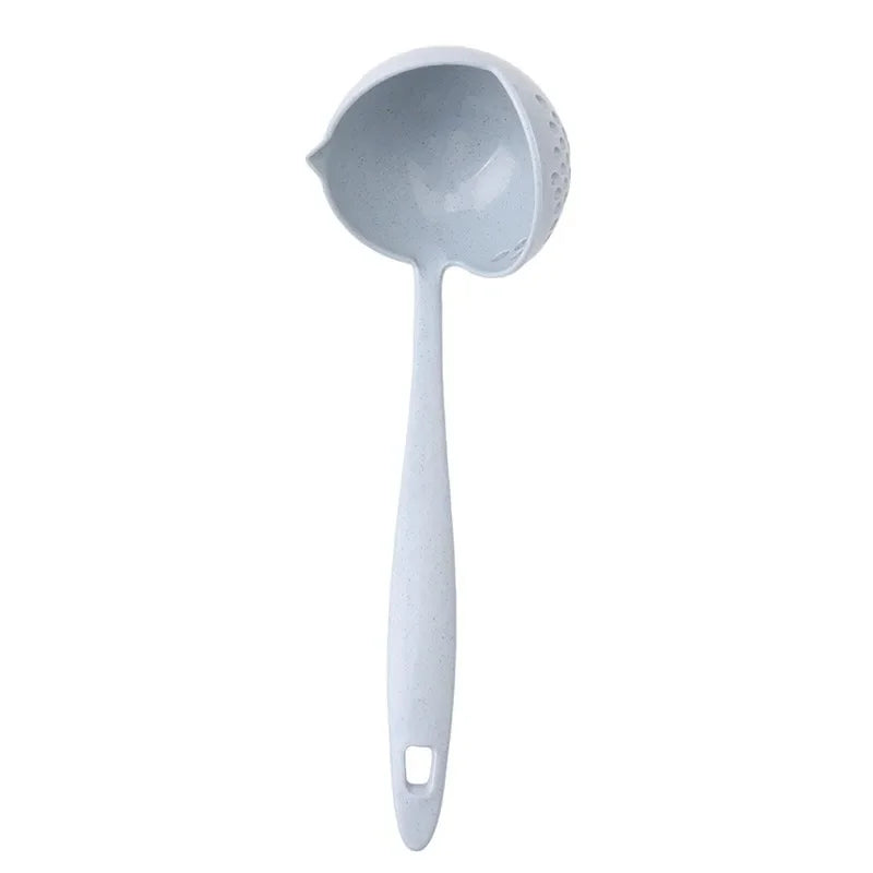 2 In 1 Creative Wheat Straw Soup Spoon Long Handle Lovely Porridge Spoons With Filter Dinnerware Kitchen Colander Tools