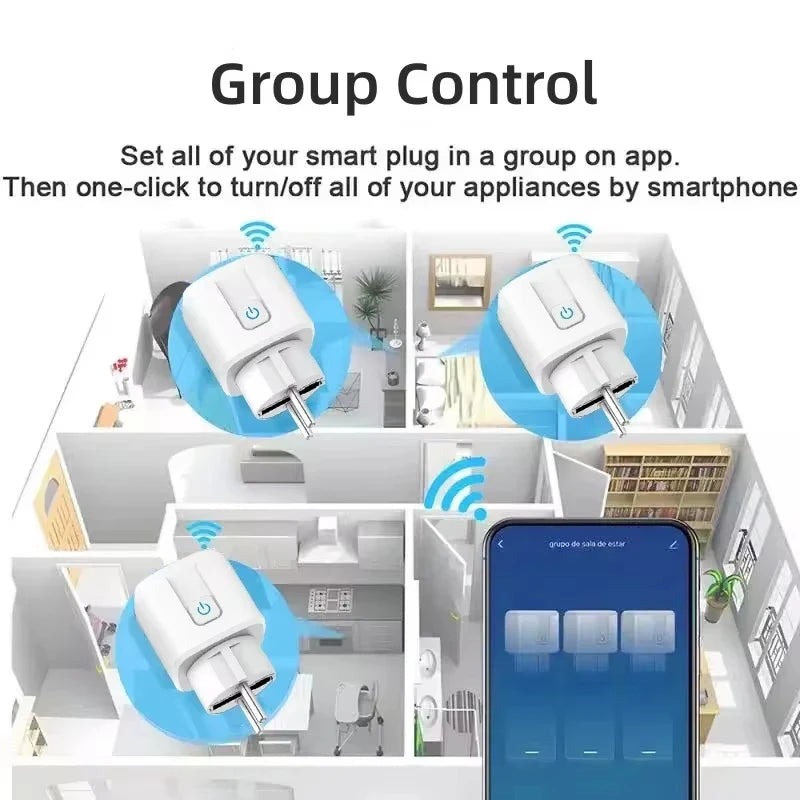 TUYA Smart Plug WiFi Socket EU 16A/20A With Power Monitor Timing Function Voice Control Works With Alexa GoogleHome