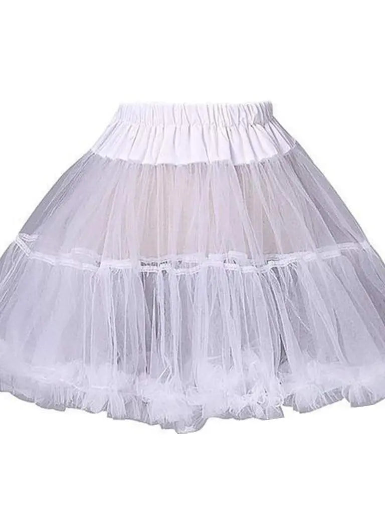 Women Girls Ruffled Short Petticoat Solid Fluffy Bubble Tutu Skirt Puffy Half Slip Prom Crinoline Underskirt No Hoop