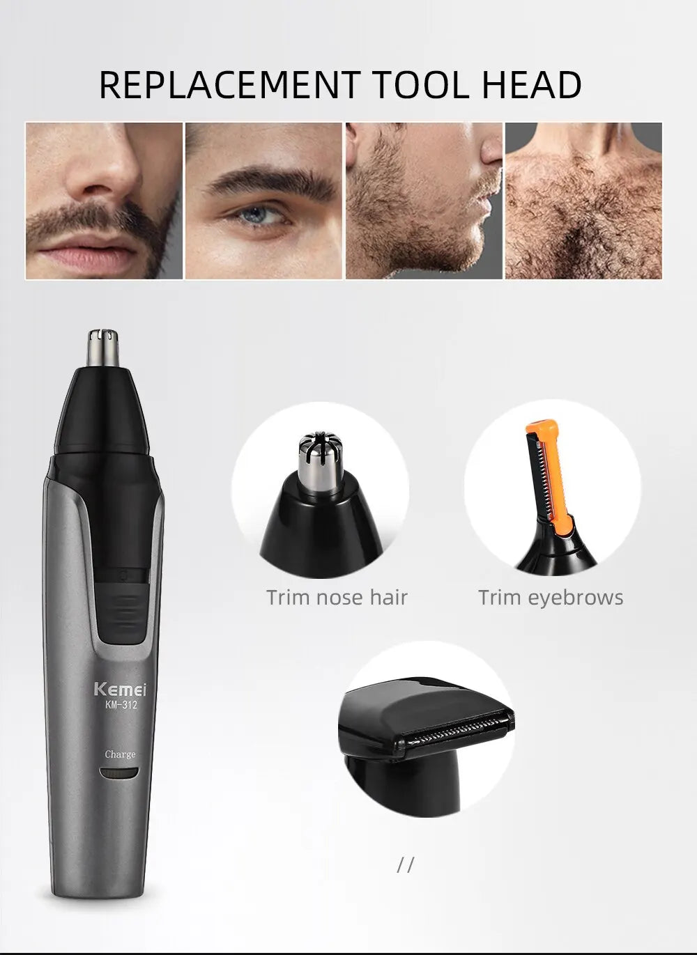 3in1 Rechargeable Nose Trimmer Beard Trimer For Men Micro Shaver Eyebrow Nose Hair Trimmer For Nose And Ear Cleaner Grooming Set