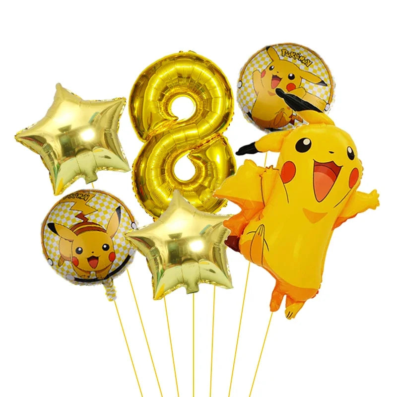Pokemon themed balloon 32 inch digital balloon set for children's birthday new Pikachu aluminum foil ball party decoration toy
