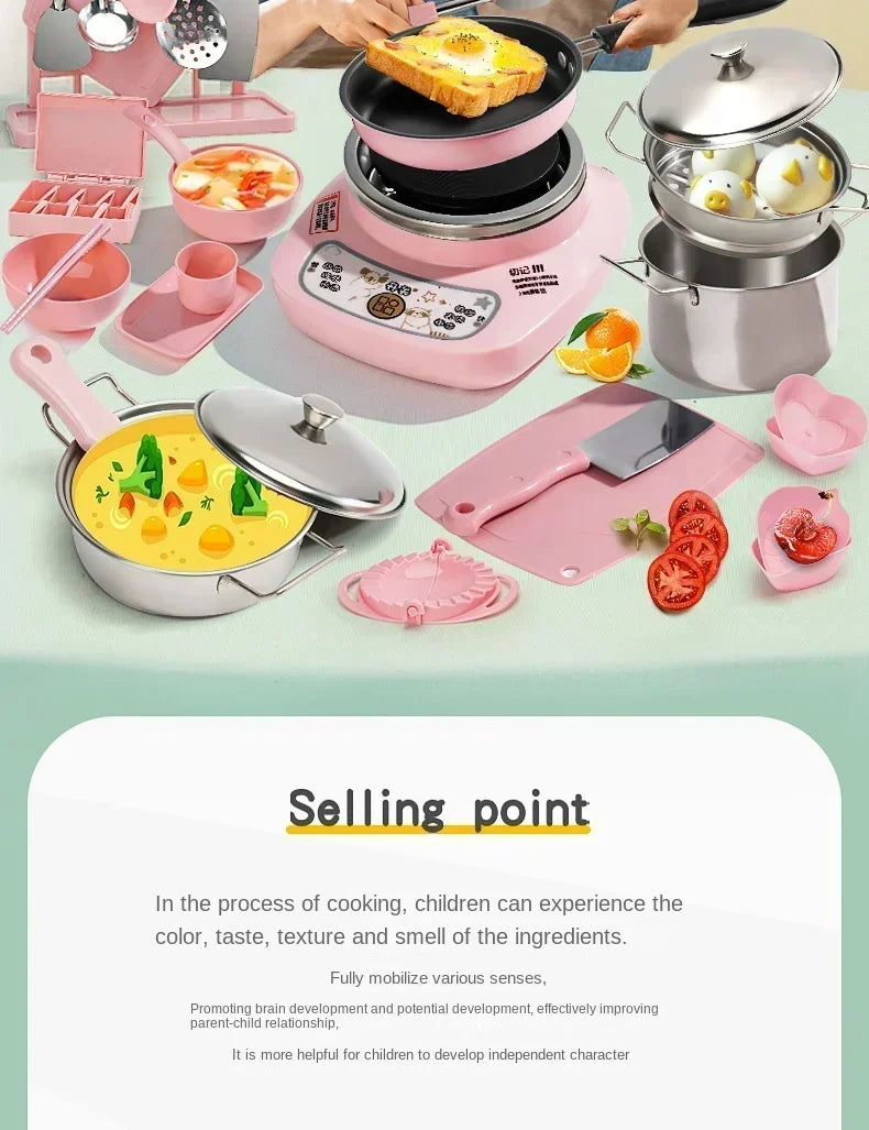 New Girl Baby Can Cook Funny Mini Kitchen Wholesale Real Cooked Family Toy Set Birthday Gift Girl Toys