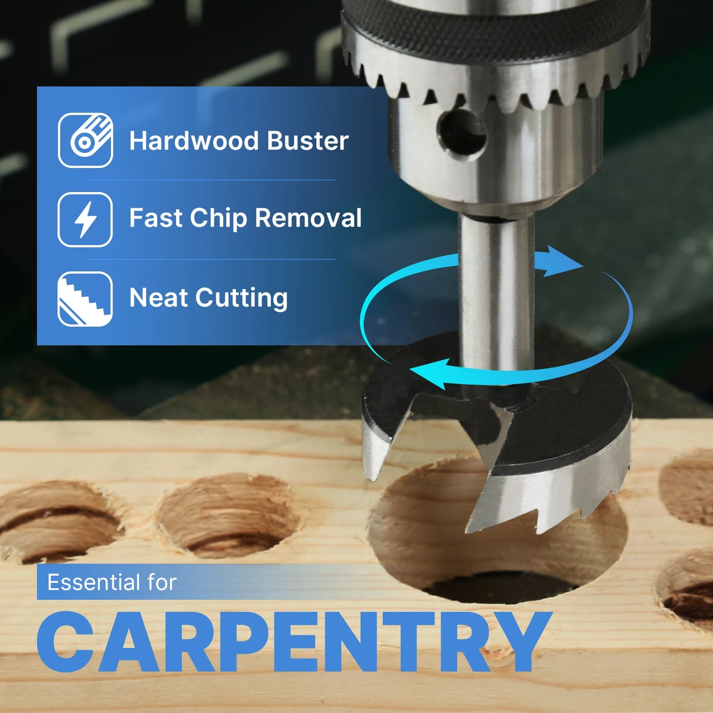 Vearter 1Pc 6mm-100mm Forstner Woodworking Tools Hole Saw Hinge Boring Drill Bits Round Shank High Carbon Steel Cutter