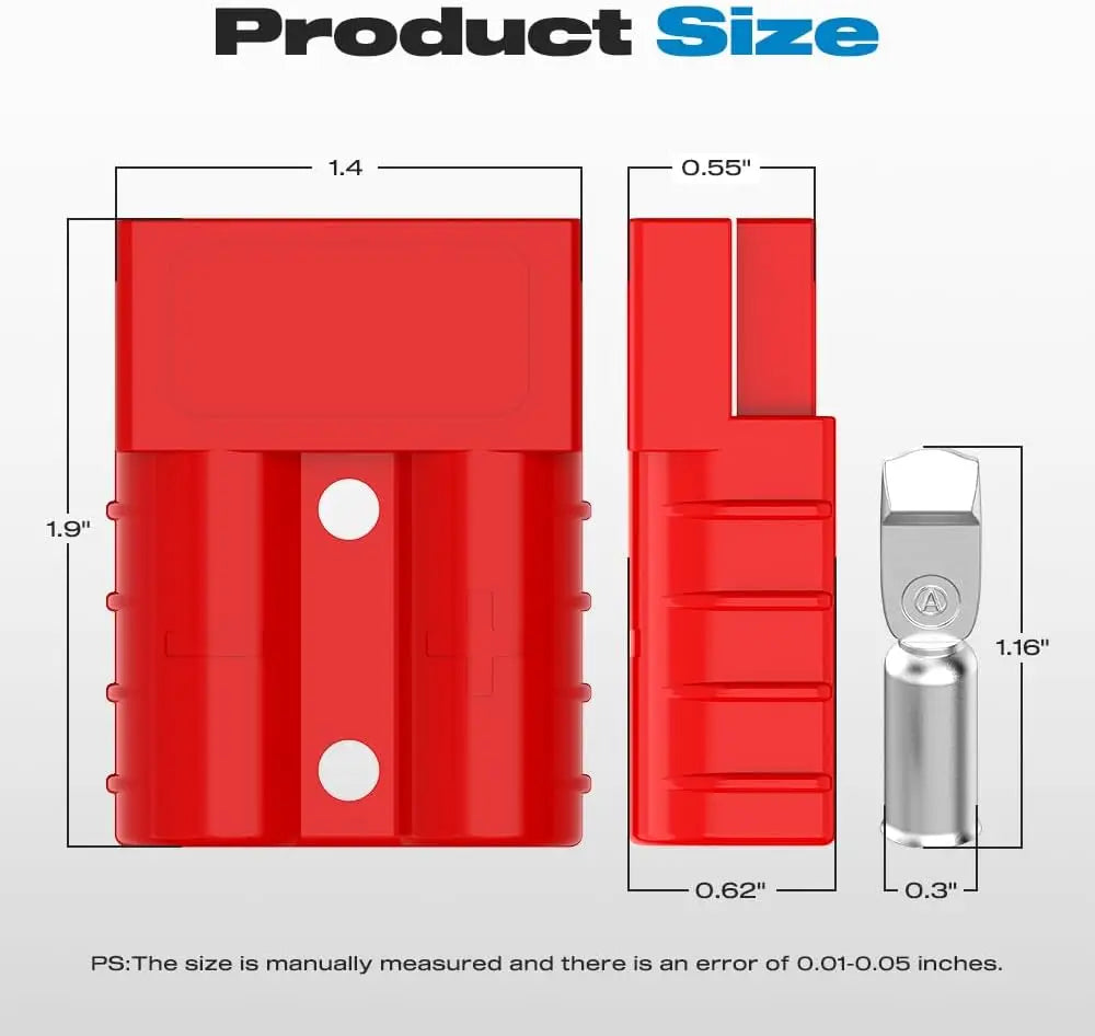 2PCS Anderson Connector 50A 6–12 Gauge 12V-36V Battery Quick Connect/Disconnect Connector Wire Harness Plug Kit Winch Wiring Kit