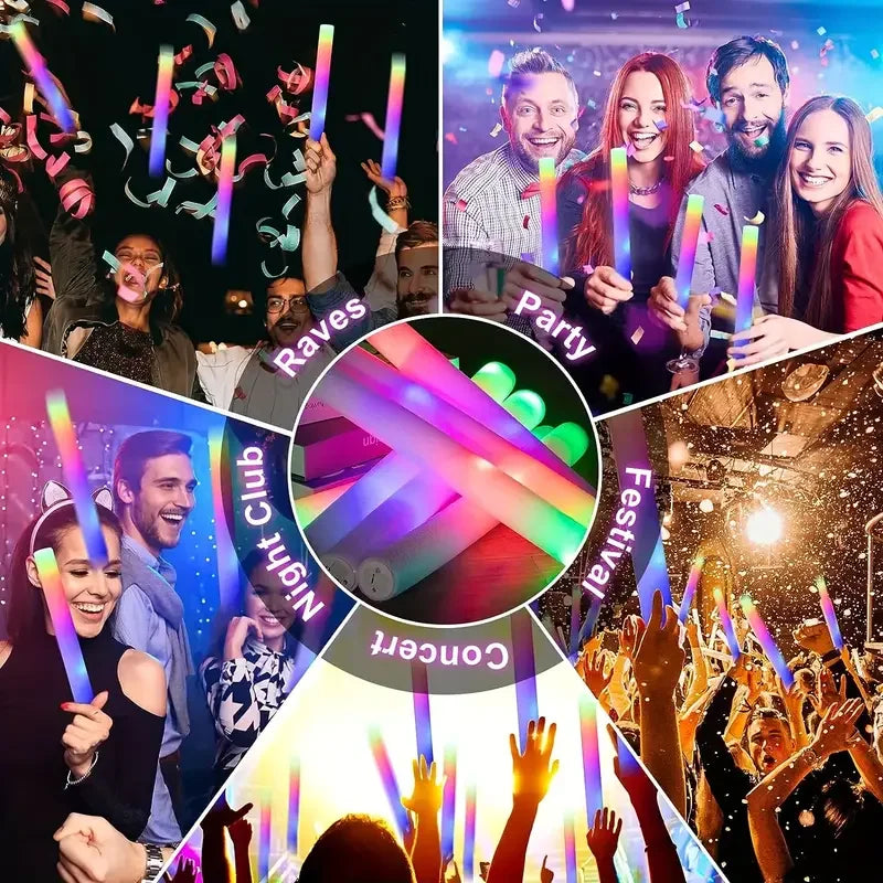 12pc Glow Sticks Giant Foam Glow Sticks Glow in The Dark Party Supplies for Wedding, Raves, Concert, Camping, New Year, Carnival