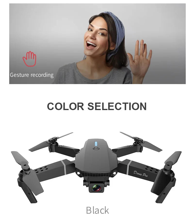 KOHR E88 Pro Drone 4K Professinal With 1080P Wide Angle HD Camera Foldable Quadcopt RC Helicopter WIFI FPV Height Hold Gift Toys