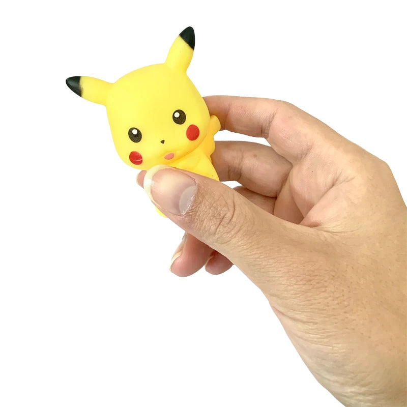 Pokemon Pikachu 6pcs Water Toys 5-6 CM Squeak & Float Bath Toy Anime Eevee Snorlax Charmander Squirtle Bulbasaur For Boys Girls