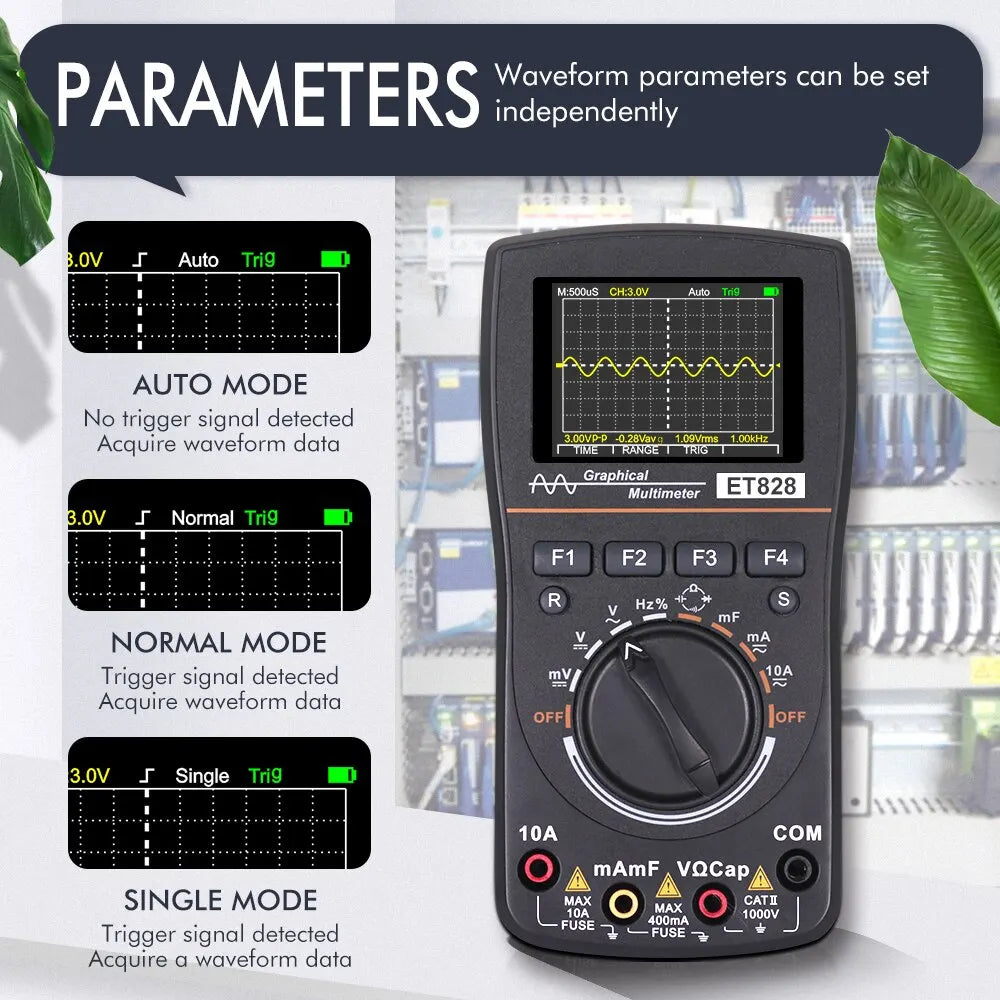 ET828 2 in 1 Digital Oscilloscope Multimeter 2.4 Inch Color Screen 2.5Msps Sampling Rate for DIY Electric Graphical Multimeter
