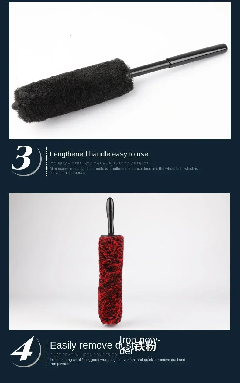Auto Wheel Detailing Brush Bendable Wheel Woolies for Car Rim Tire Washing Easily Clean Hard-To-Reach Areas Car Cleaning Tools