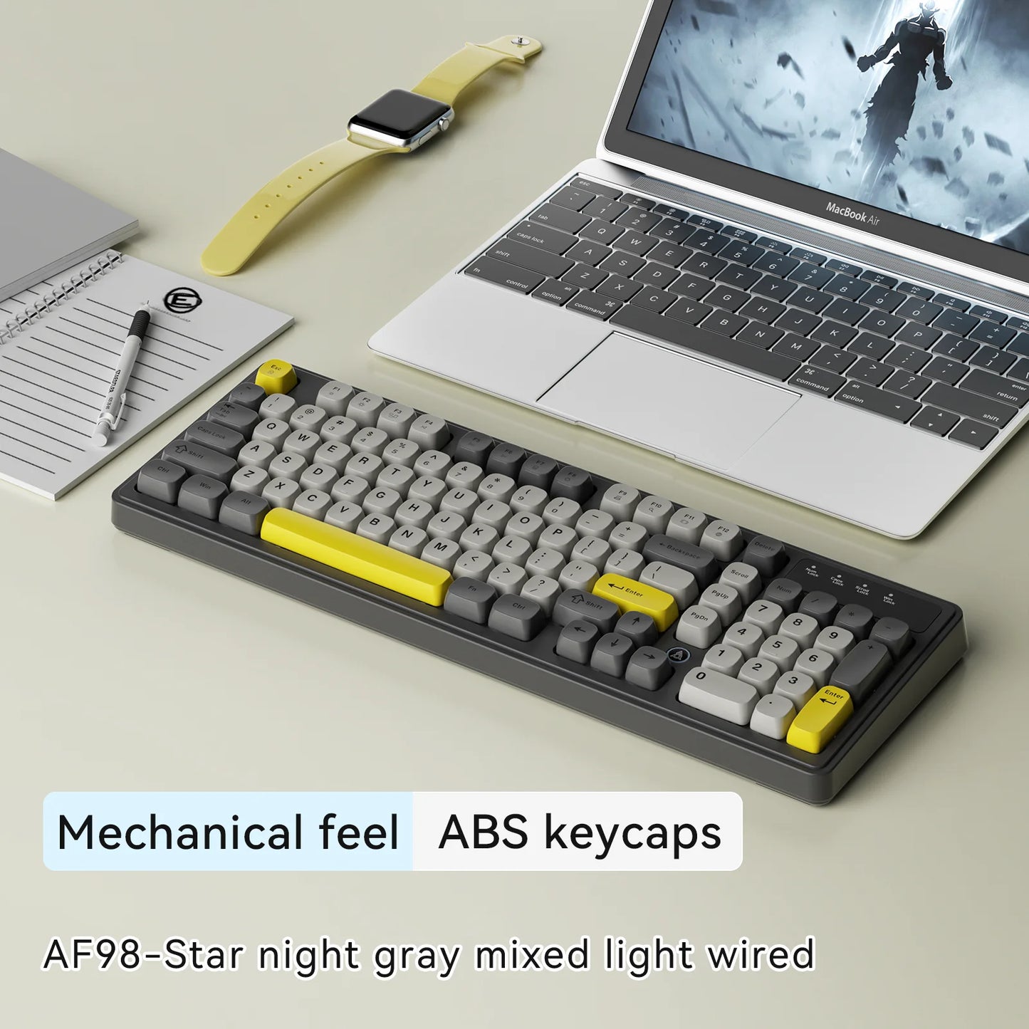 AJAZZ AF98 wireless\wired-film keyboard film keyboard feel 99-key desktop computer external office gaming game home typing