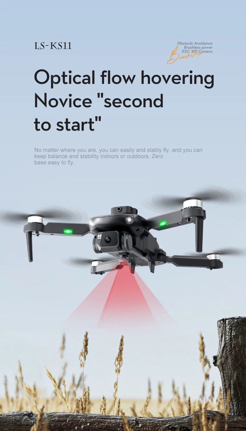 New LS KS11 Mini Drone 4K Professional Dual Camera Obstacle Avoidance Optical Flow Positioning Brushless RC Dron Quadcopter
