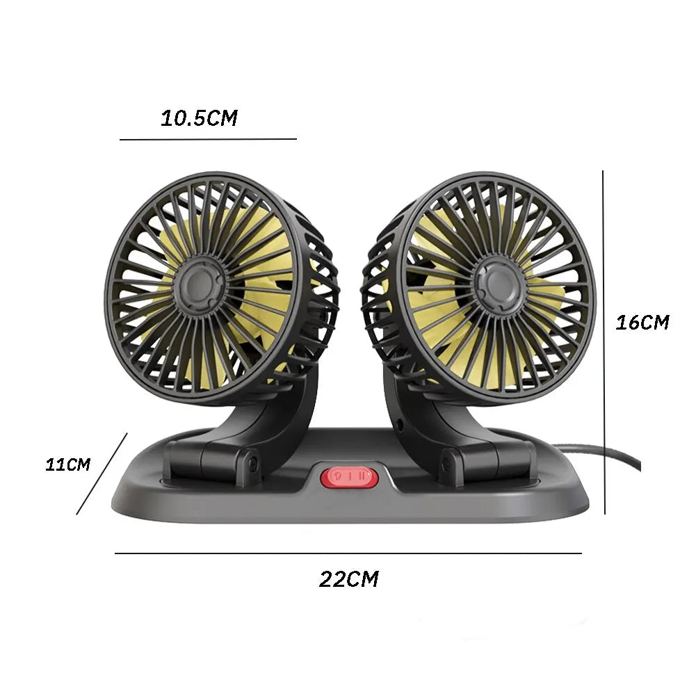 5V 12V 24V Car Fan Cooling Car Fan Dual Head Usb Car Fan 2 Speeds Adjustable Auto Cooler Air Fan Car Accessories Wind Regulation