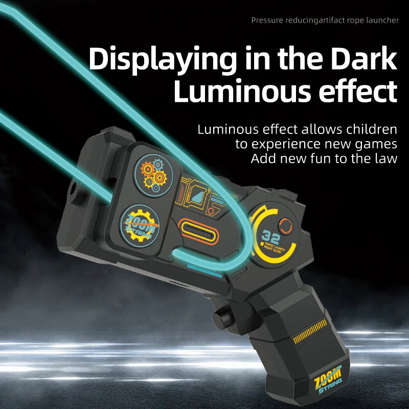 String Rope Glow in The Dark String Rope Launcher Luminous Portable Handheld String Stress Relief Toy For Kids Party Gift