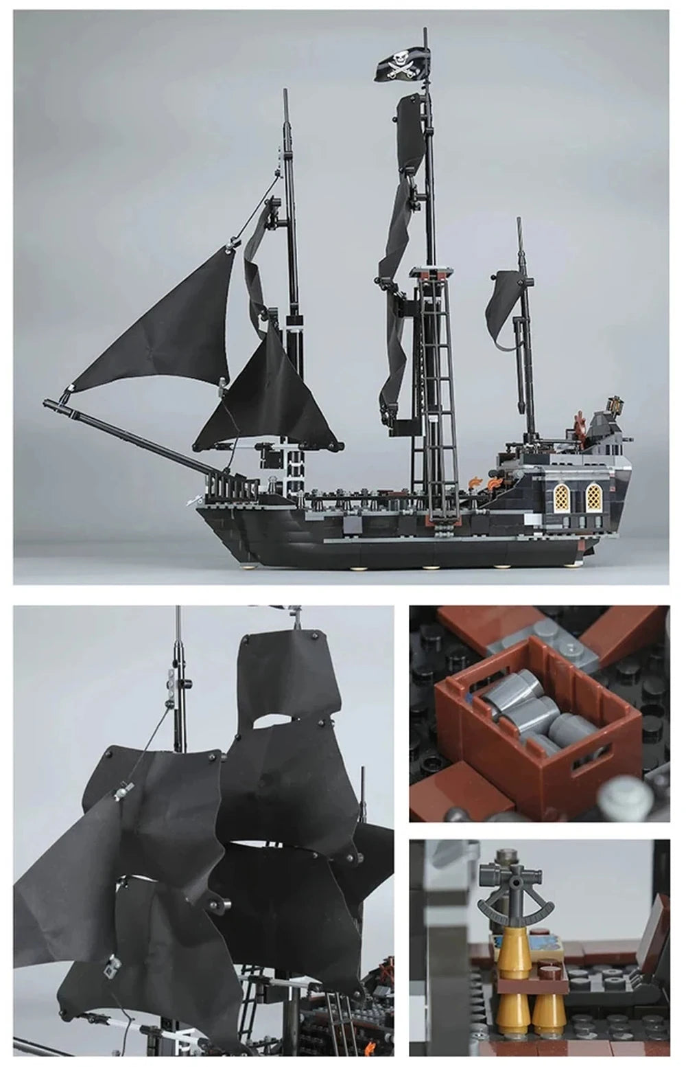 Pirates of the Caribbean Black Pearl Queen Anne Revenge Ghost Ship Model 79008 4184 Building Blocks 4195 Set Bricks Toy Kid Gift
