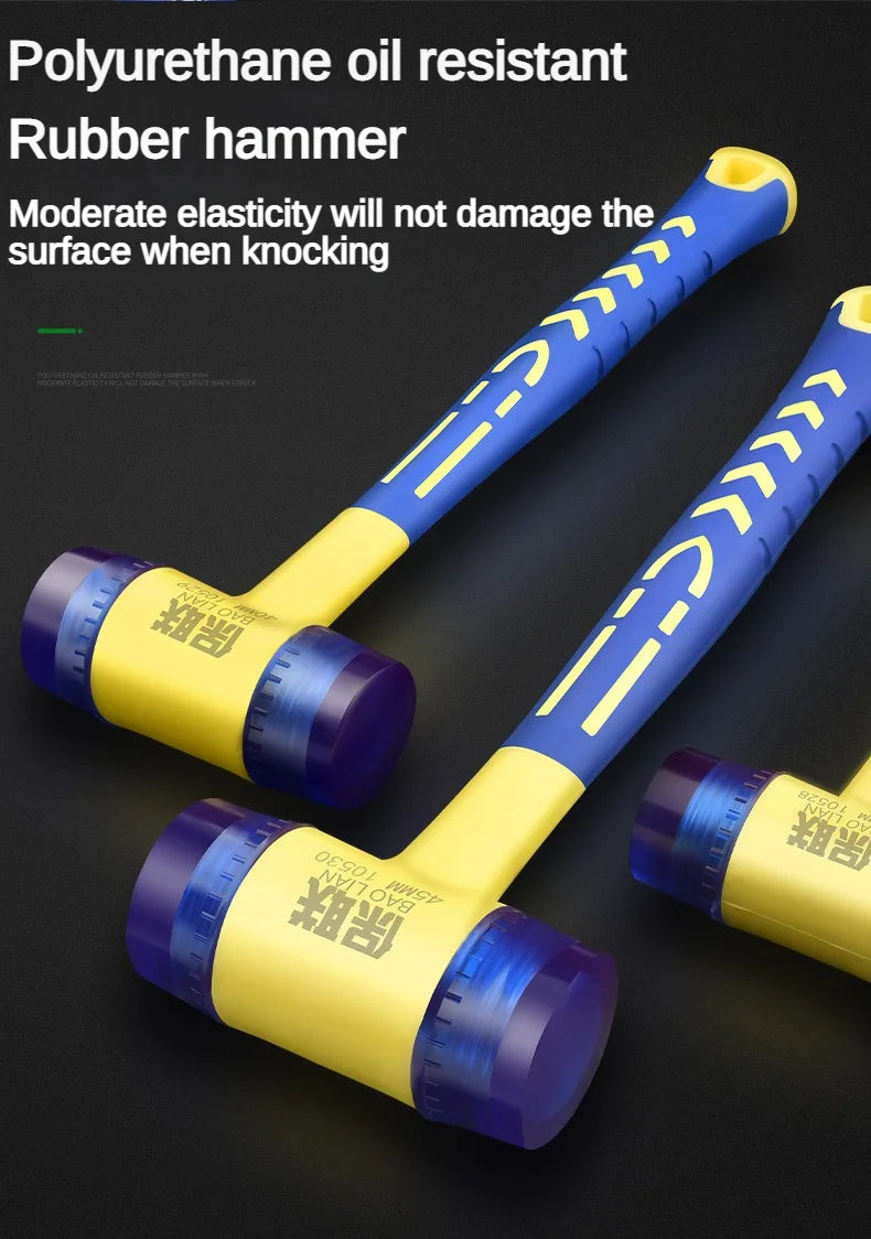 1 Double Headed Installation Hammer, 25mm To 45mm Rubber Hammer With Rubber Handle, Detachable Insulated Installation Hammer