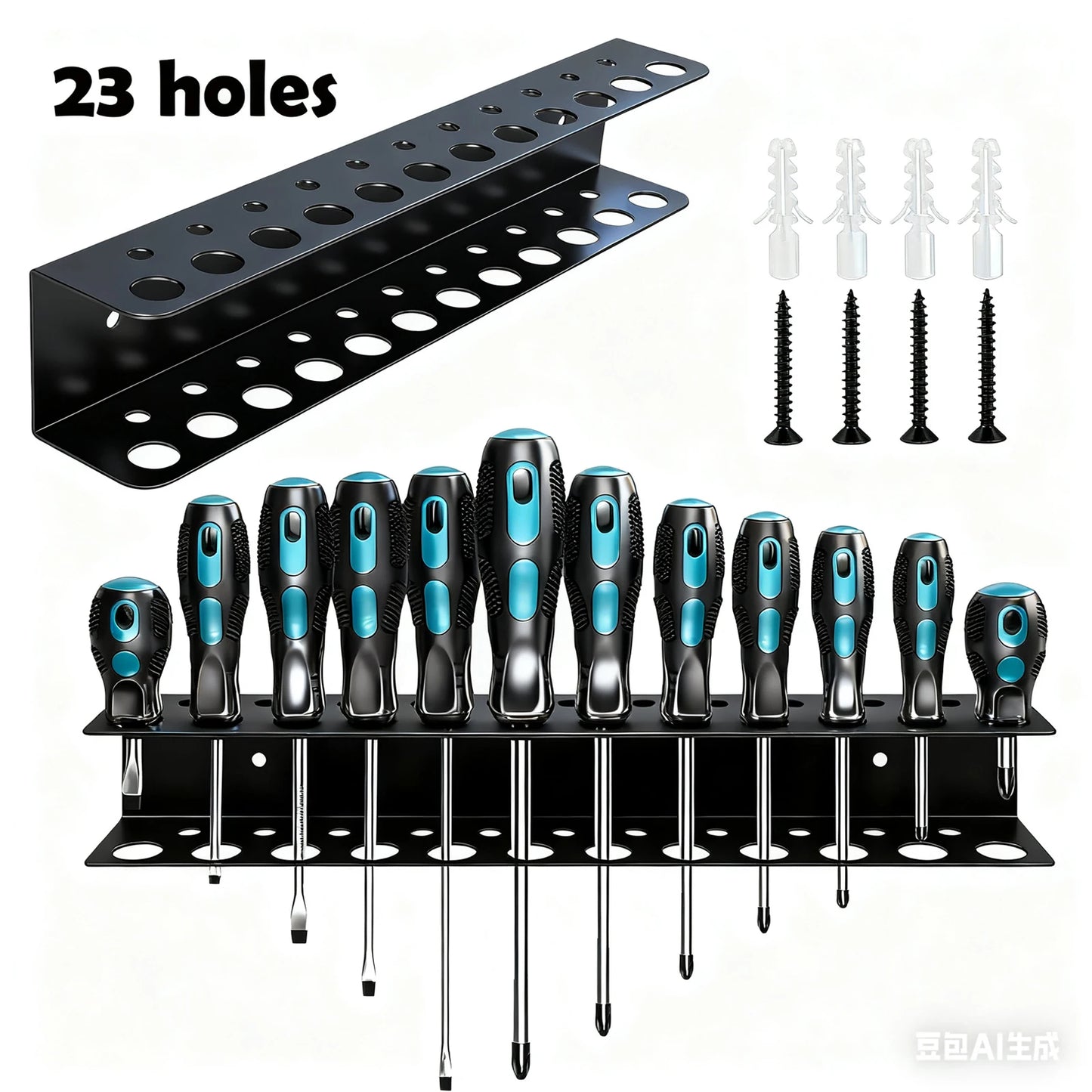 Metal Screwdriver and Pliers Organizer Wall-Mounted Tool Rack with Tool Slots Space-Saving Rustproof Garage Workshop Storage