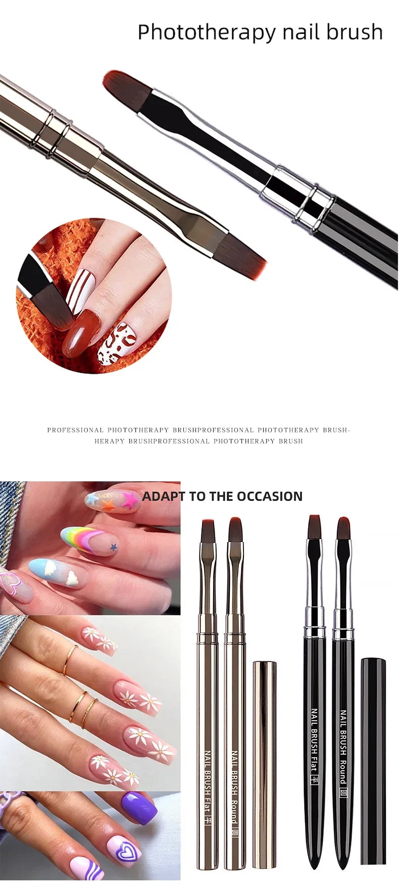 1/2pcs Professionnel Brushes Tools Nail Glue Phototherapy Pen UV Gel Brush Pen Acrylic Nail Art Painting Drawing Brush Manicure