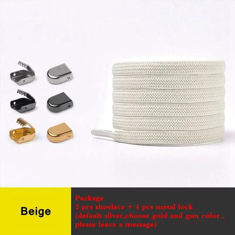 Elastic Flat Shoelaces No Tie Shoe Laces Outdoor Leisure Sneakers Quick Safety Flat Shoe Lace Kids and Adult Unisex Lazy Laces