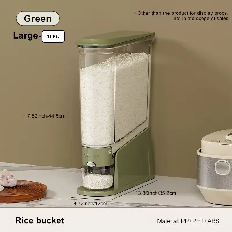 1PCS 5/10KG Sealed Rice Bucket Sealed Moisture-Proof Dispenser with Cup Grain Powder Boxes Insect-Proof Cereal Kitchen Container