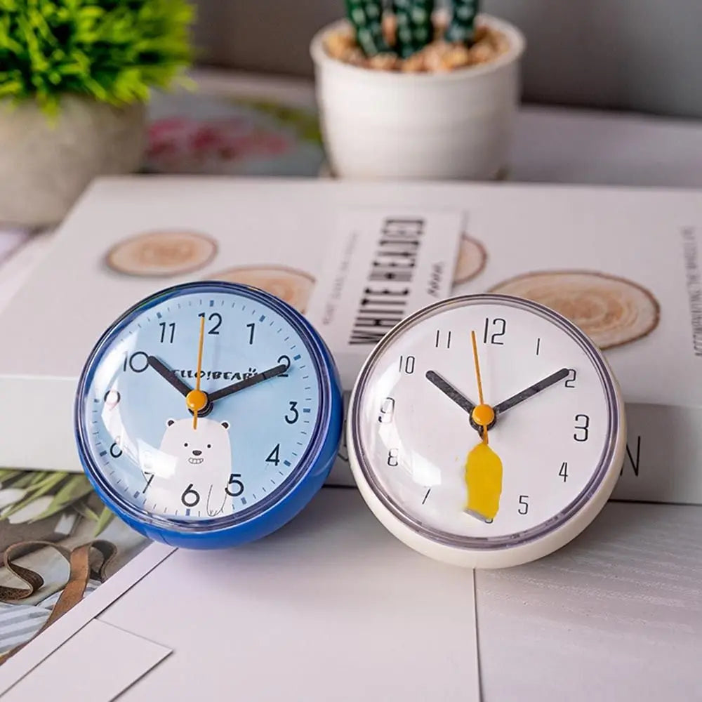 Mini Sucker Wall Clock Bathroom Anti-Fog Waterproof 7cm Kitchen Toilet Small Quartz Table Clock