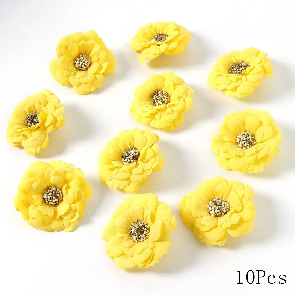 Yellow Artificial Flowers Heads Silk Fake Flowers for Home Decor Party Wedding Decoration DIY Valentine's Day Gifts Accessories
