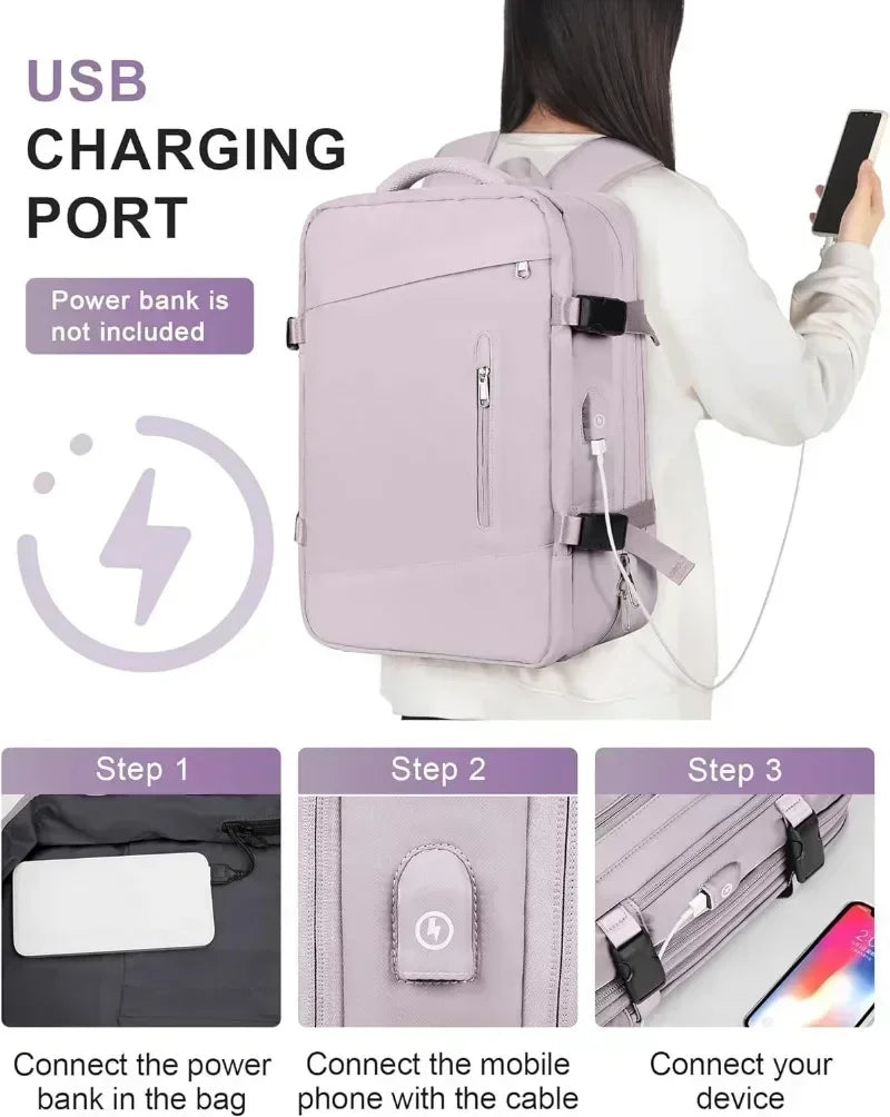 Large Travel Backpack for Women Men Laptop Backpack with Shoe Compartment Waterproof Hiking Carry on Backpack Expandable