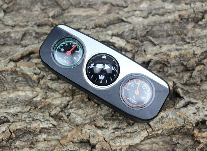 Outdoor Outing Car Guide Ball Self-driving Tour Compass with Thermometer Car Interior Decoration Accessories