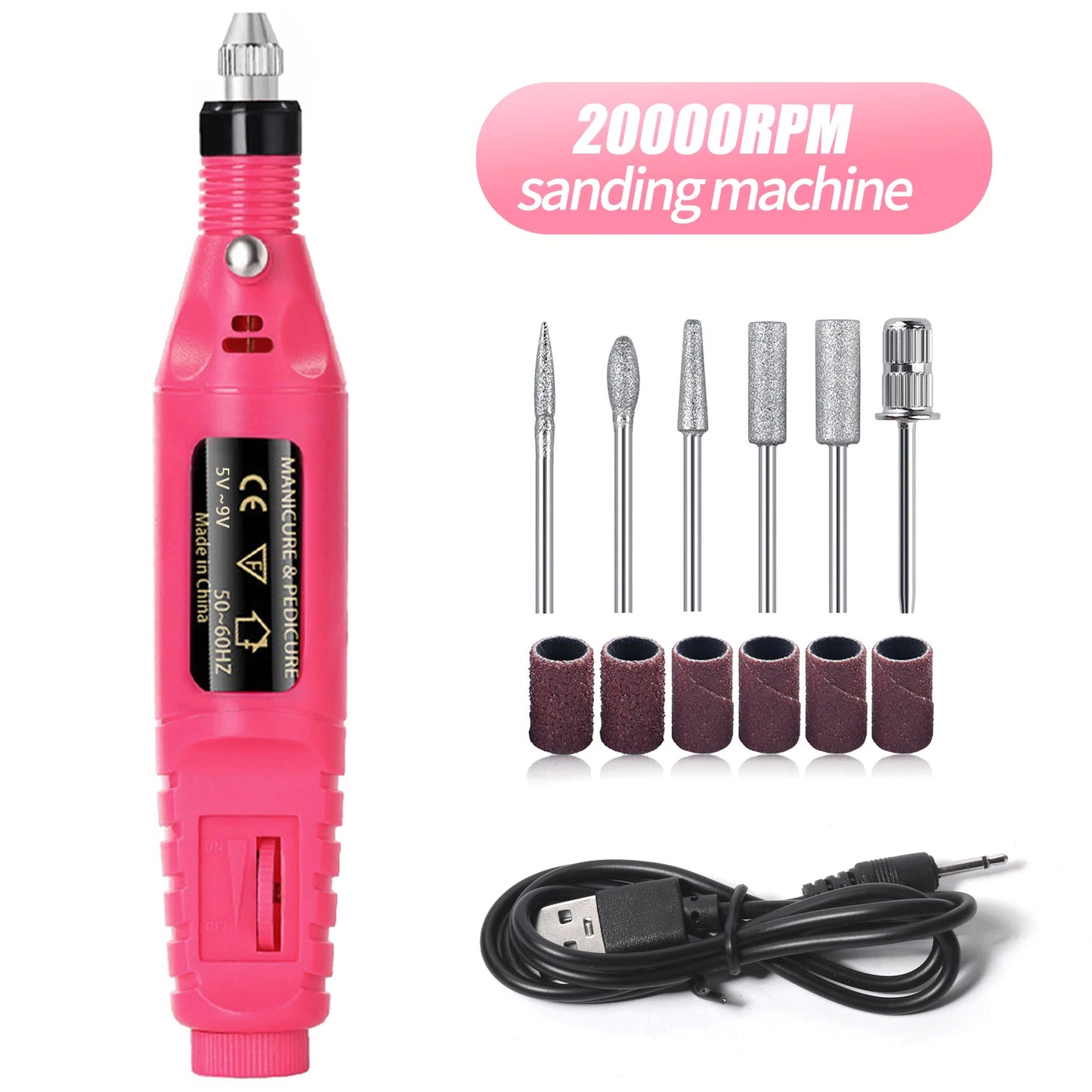 YIKOOLIN Acrylic Nail Drill Kit Electric Nail File 20000 RPM Portable Electric Nail Drill Bits Gel Remover Nail Tools