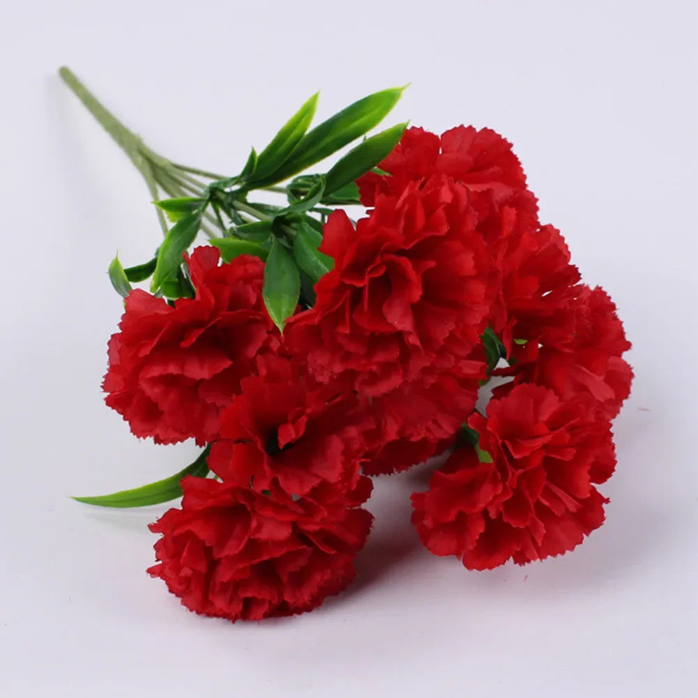 1 Bouquet Carnation,Outdoor UV Resistant No Fade Artificial Flower,Carnation Silk Forever Flowers For Home Party Wedding Decor