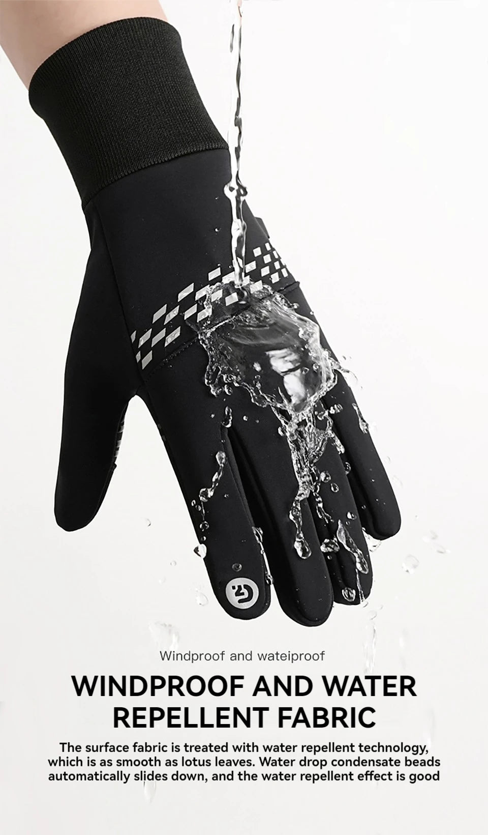 NOFOXO 1Pair Winter Thermal Bike Gloves Touch Screen Water Resistant Windproof Cycling Driving Hiking Skiing Running Men Women