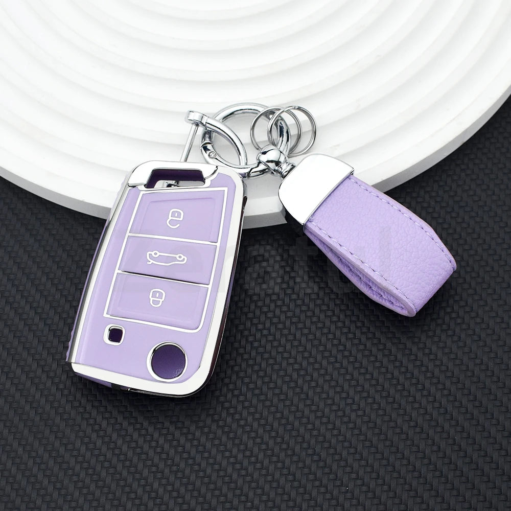TPU Car TPU Folding Key Cover Shell For VW Volkswagen MK7 GTI 7 Golf 7 Golf R Skoda Octavia A7 SEAT Bag Case Holder Protector