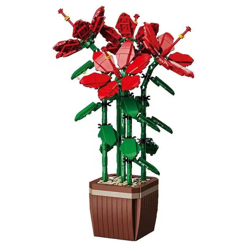 New MOC Creativity Artificial Bouquet Flower Preserved Flower Bonsai Potted Plant Home Decoration Building Block Bricks Kids Toy