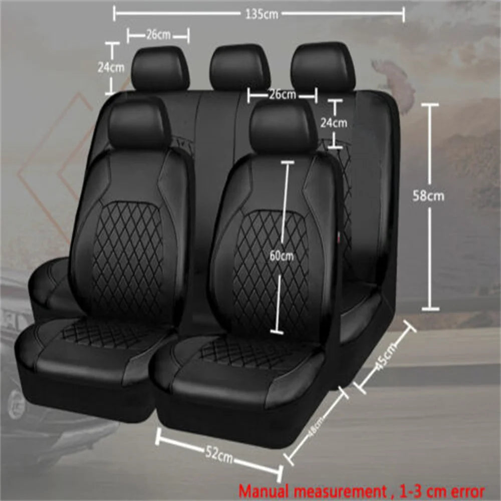 9pcs/Set Universal Car Seat Set PU Leather Car Seat Cushion Fully Surrounded Protective Pad Anti-Scratch Car Interior Accessorie