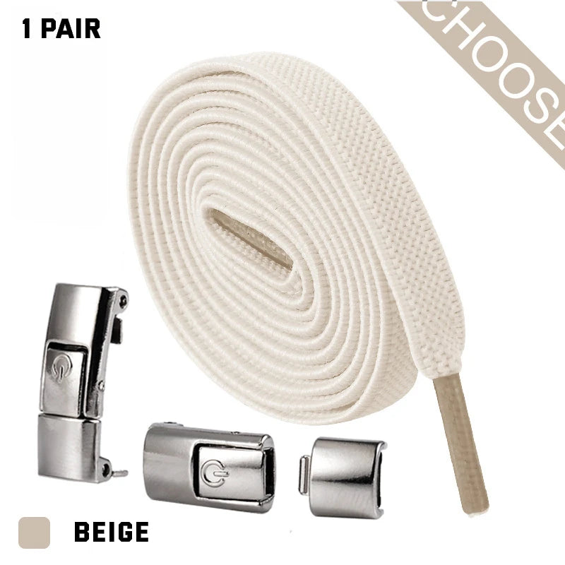 New Press Lock Shoelaces without ties Elastic Laces Sneaker 8MM Widened Flat No Tie Shoe laces Kids Adult Shoelace for Shoes