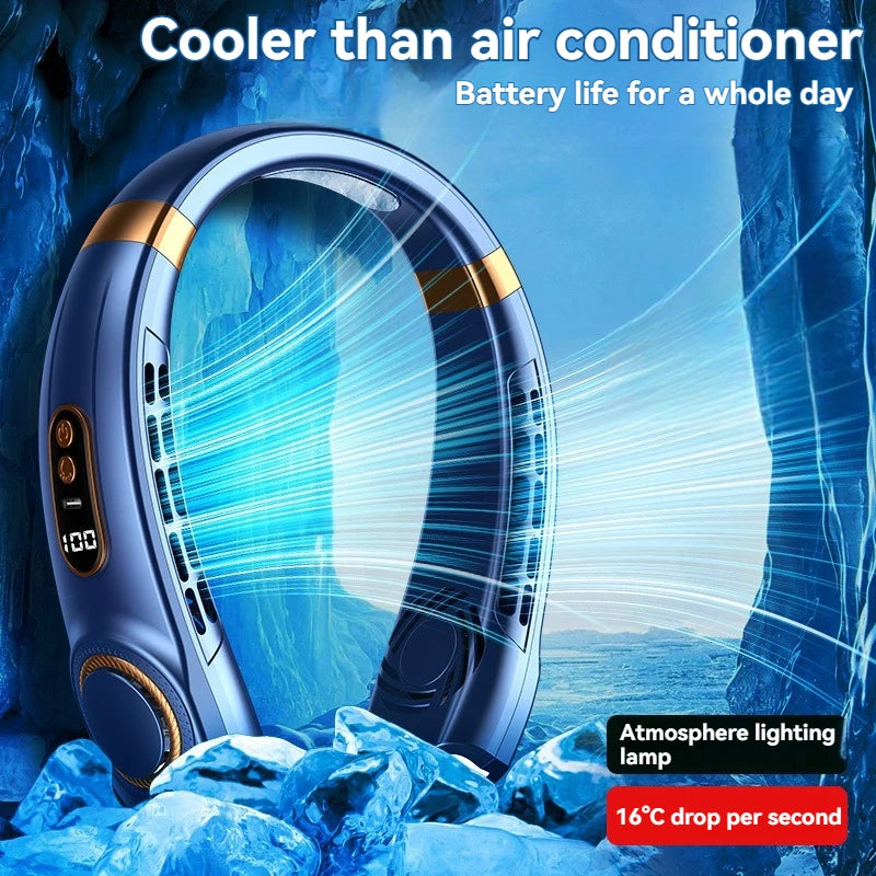 🔥2025 New Portable Halterneck Fan USB Handheld Silent Multi-function Bladeless Mini Electric Fan Cross-border