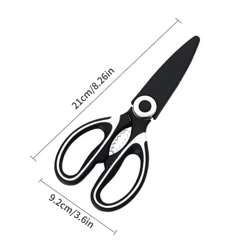 Scissors Stainless Steel Kitchen Household Bone Scissors Chicken Wings Fish Chopper Bottle Opener Clip Walnut Kitchen Tools