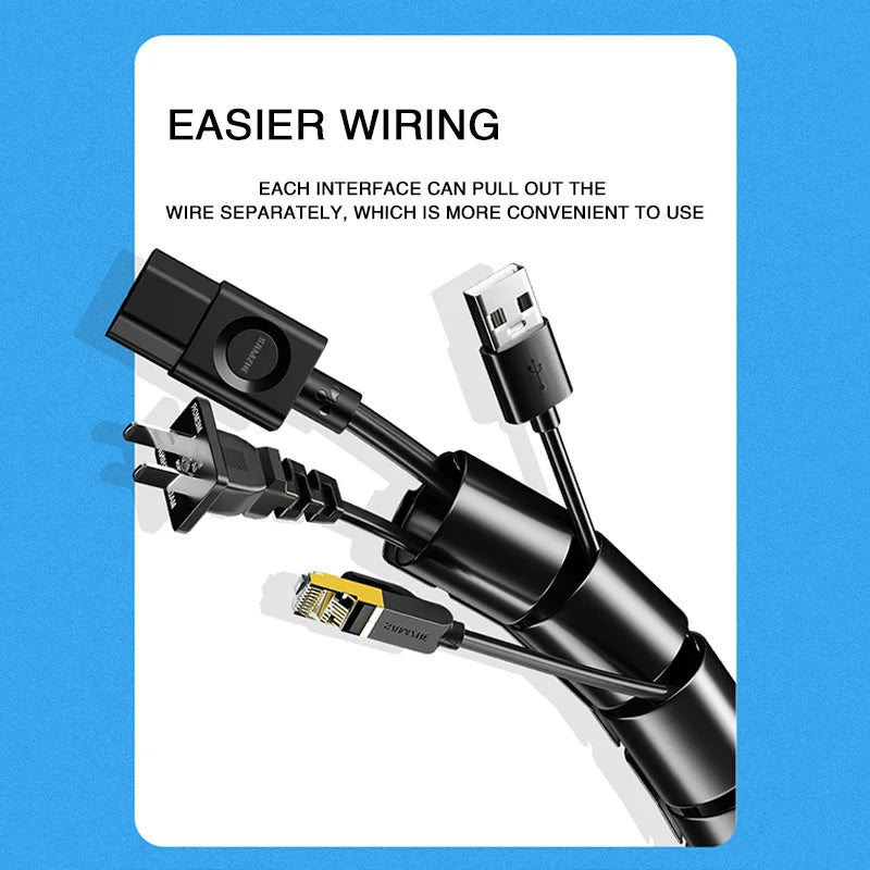 1.5/2m 10/16 mm Flexible Spiral Cable Organizer Storage Pipe Cord Protector Management Cable Winder Desk Tidy Cable Accessories