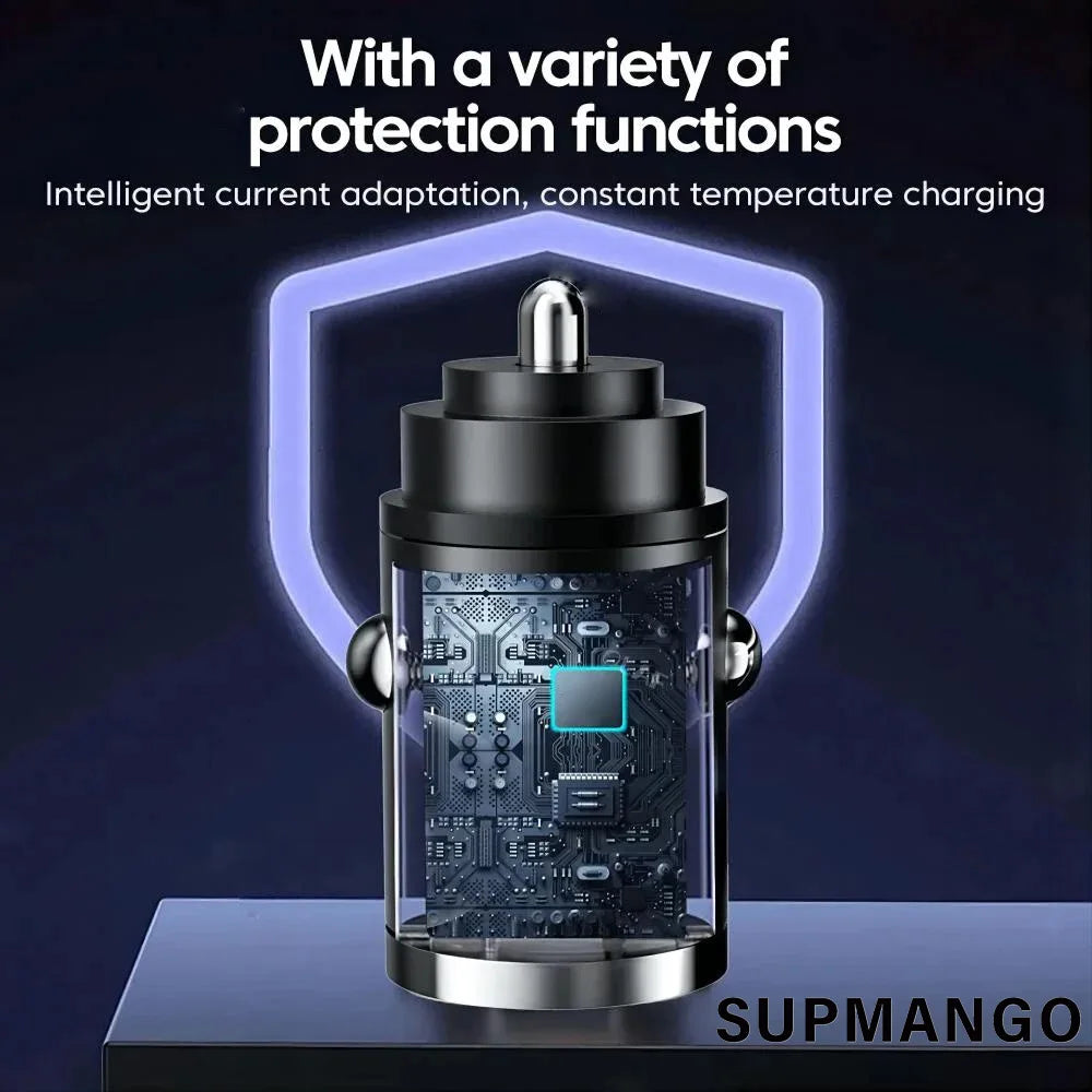 Mini PD QC Pull Ring Fast Charging Car Charger USB C Car Phone Charger Adapter For iPhone 13 12 Xiaomi Samsung Huawei