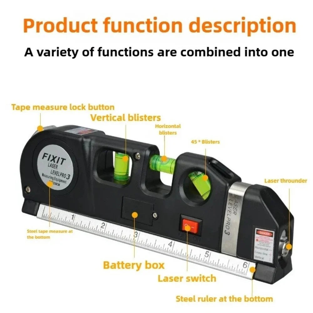 Multipurpose Measure Laser Level Aligner for Horizon Vertical Measure with Standard Metric Rulers Construction Measuring Tools