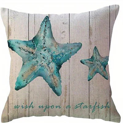 Home Decor Seashells & Seahorses Ocean-Printed Cushion Covers Pattern Cushion Cover Suitable for Sofa Bedroom Car Pillow Cover