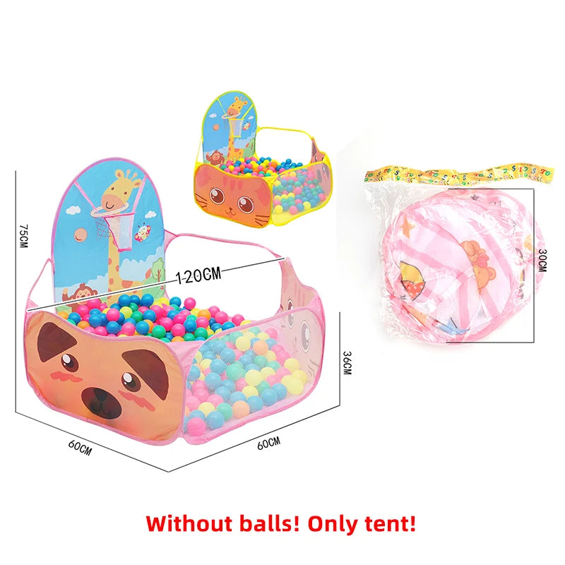 1.2m Cute Foldable Kids Playpen Outdoor Children's Ball Pool Kid Play Tent with Basket Hoop Baby Ball Pit Pool Portable Kid Tent
