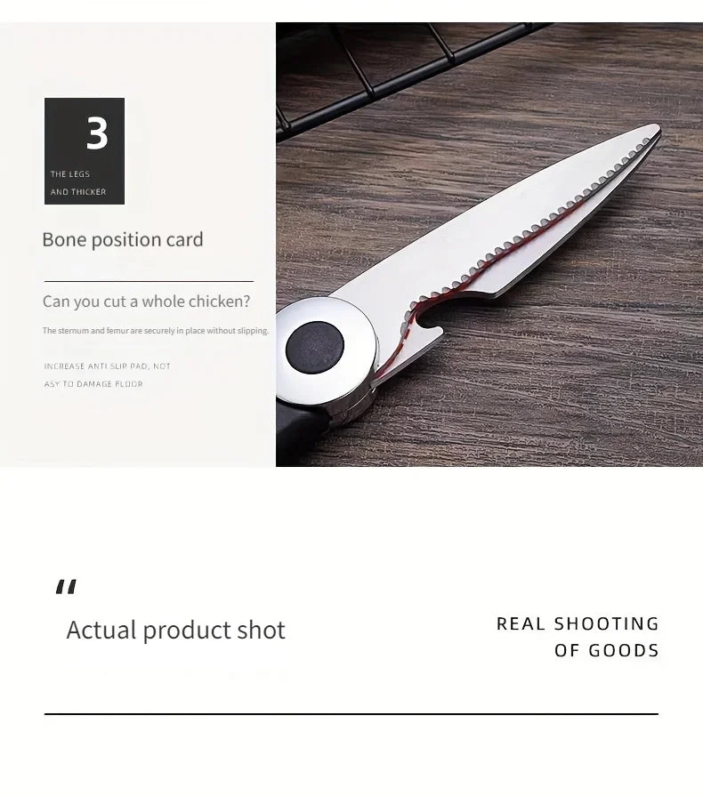 Multifunctional kitchen scissors Household fish cutting meat scissors Stainless steel scissors