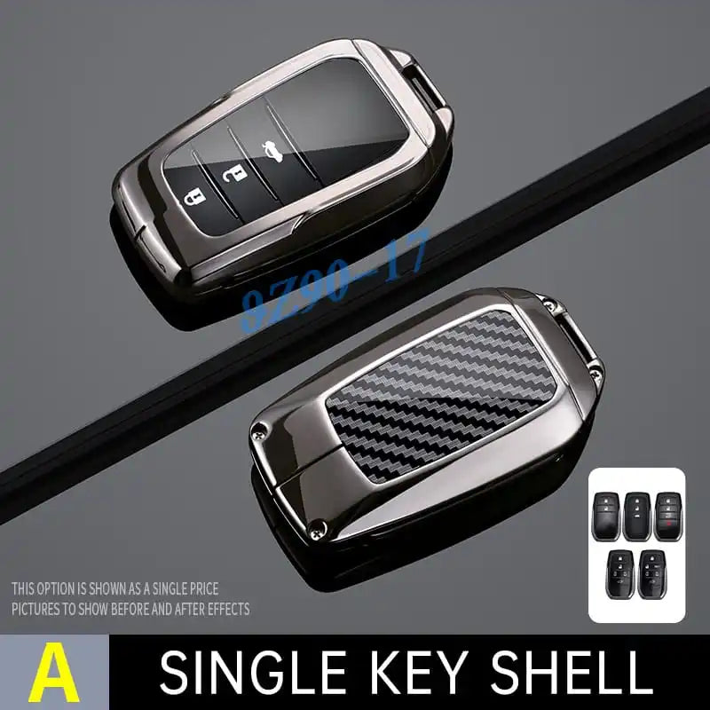 Metal Carbon Fiber Car Key Fob Case Cover Keychain For Toyota Corolla Cross Yaris Sienna Venza Harrier Hilux Tundra Mirai Land