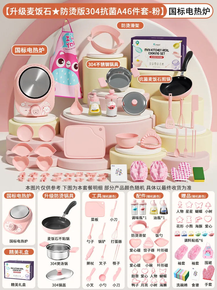 Mini Kitchenette Real Cooking Full Set Real Cooking Edible Kitchenware Set Toy Girl Birthday Gift