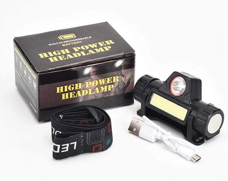 Outdoor Headlights with Long Battery Life and Strong Light LED Night Fishing Charging Head Mounted Magnetic Flashlight