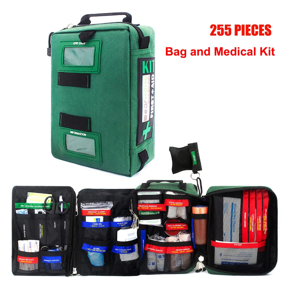 BearHoHoLarge Size Handy First Aid Kit Bag Emergency Kit Medical Rescue Bag for Workplace Home Outdoor Car Travel Hiking Camping
