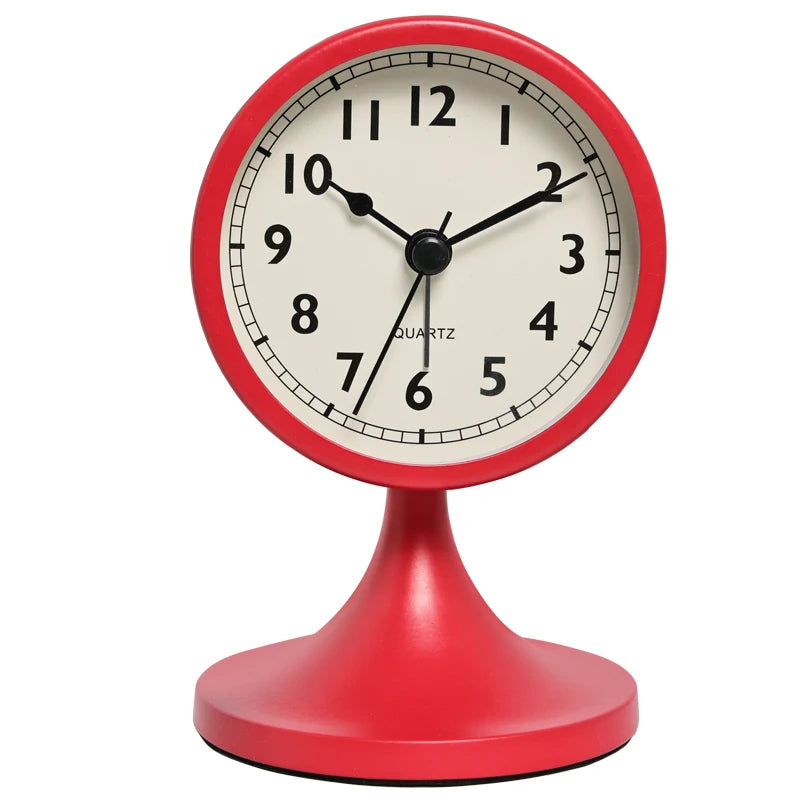 1 piece retro metal quartz alarm clock, silent bedside night light desk clock, home decoration, holiday gift (excluding battery)