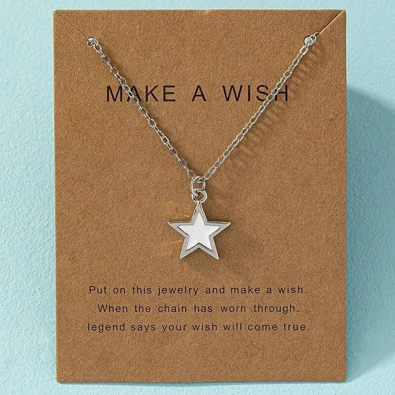 Women Star Heart Epoxy Pendant Gold Color Korean Chain Tinny Necklace Girls Trendy Shell Clavicle Choker Party Jewelry