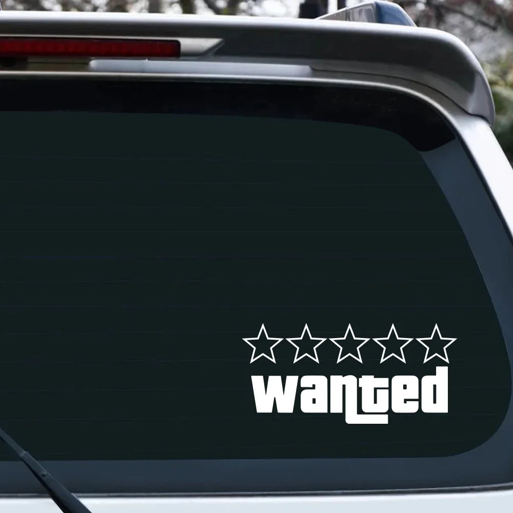 Wanted Pentagram Car Stickers Vinyl Decals Decor Rear Windshield Window Glass Bumper Body Scratches Waterproof Auto Accessories