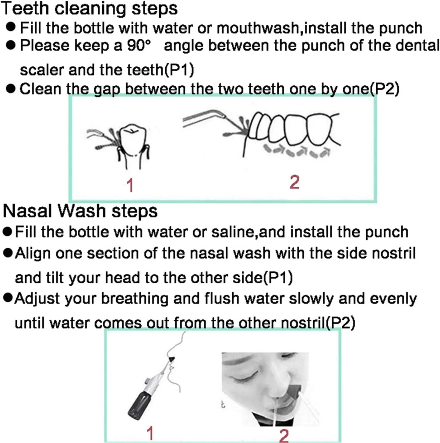 Portable Oral Irrigator Water Flosser Dental Water Toothbrush Toothpick Nasal Irrigator Implement Teeth Cleaner Water Flossers F